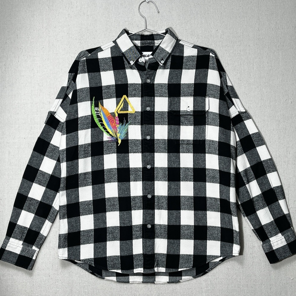 Palace That's‎ Big Eh Fish Flannel Shirt Small Black White Buffalo Check